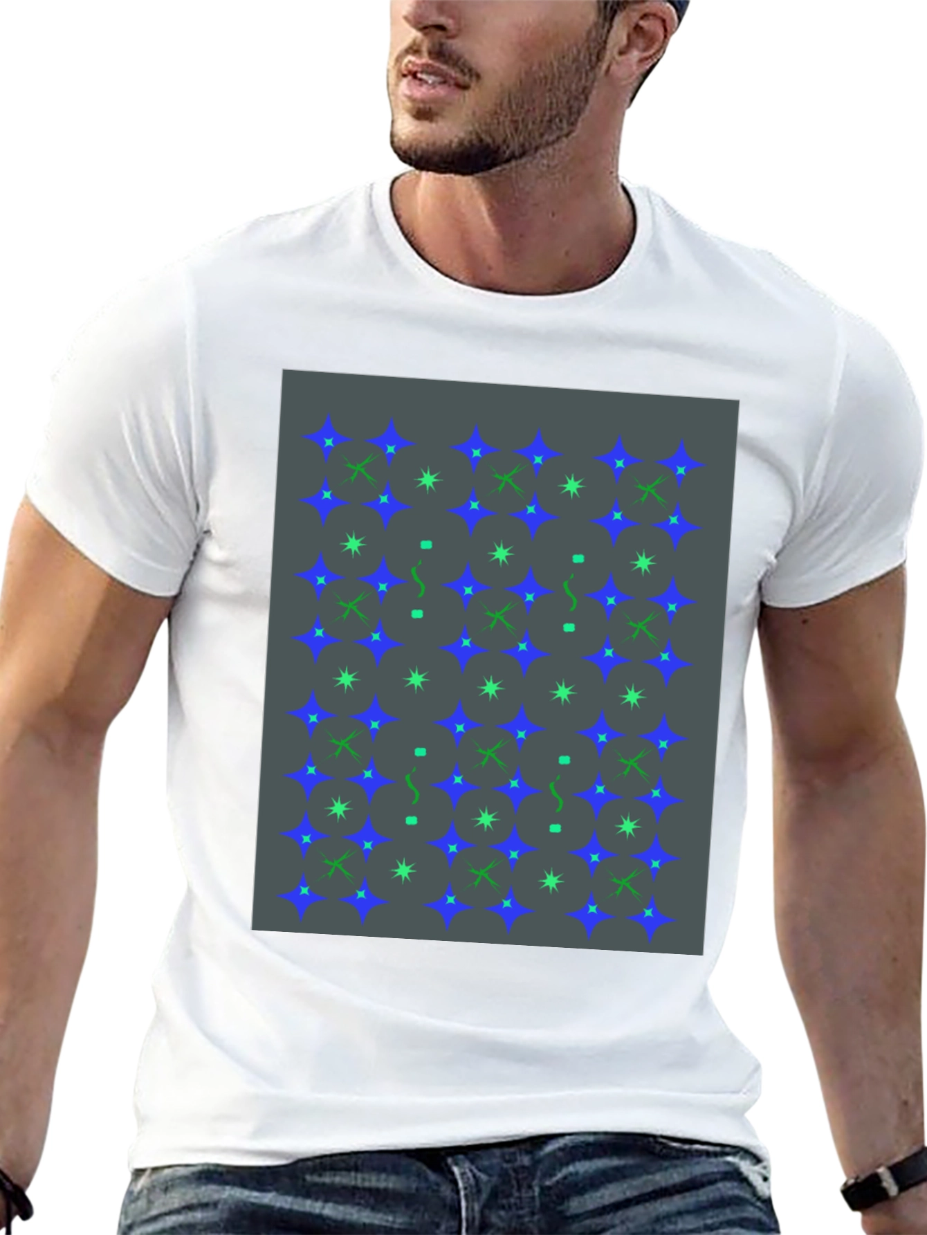Star Pattern Black T-Shirt