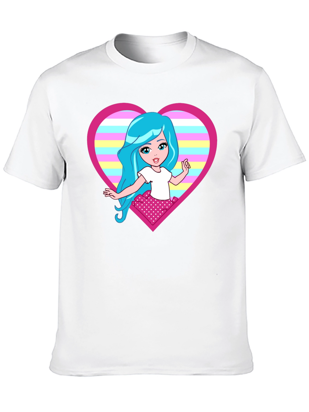 Cartoon Girl Heart T-Shirt