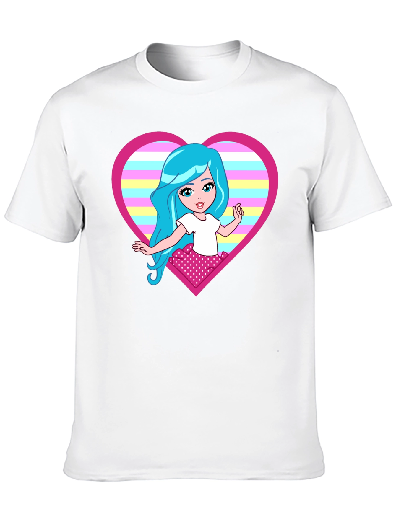 Cartoon Girl Heart T-Shirt
