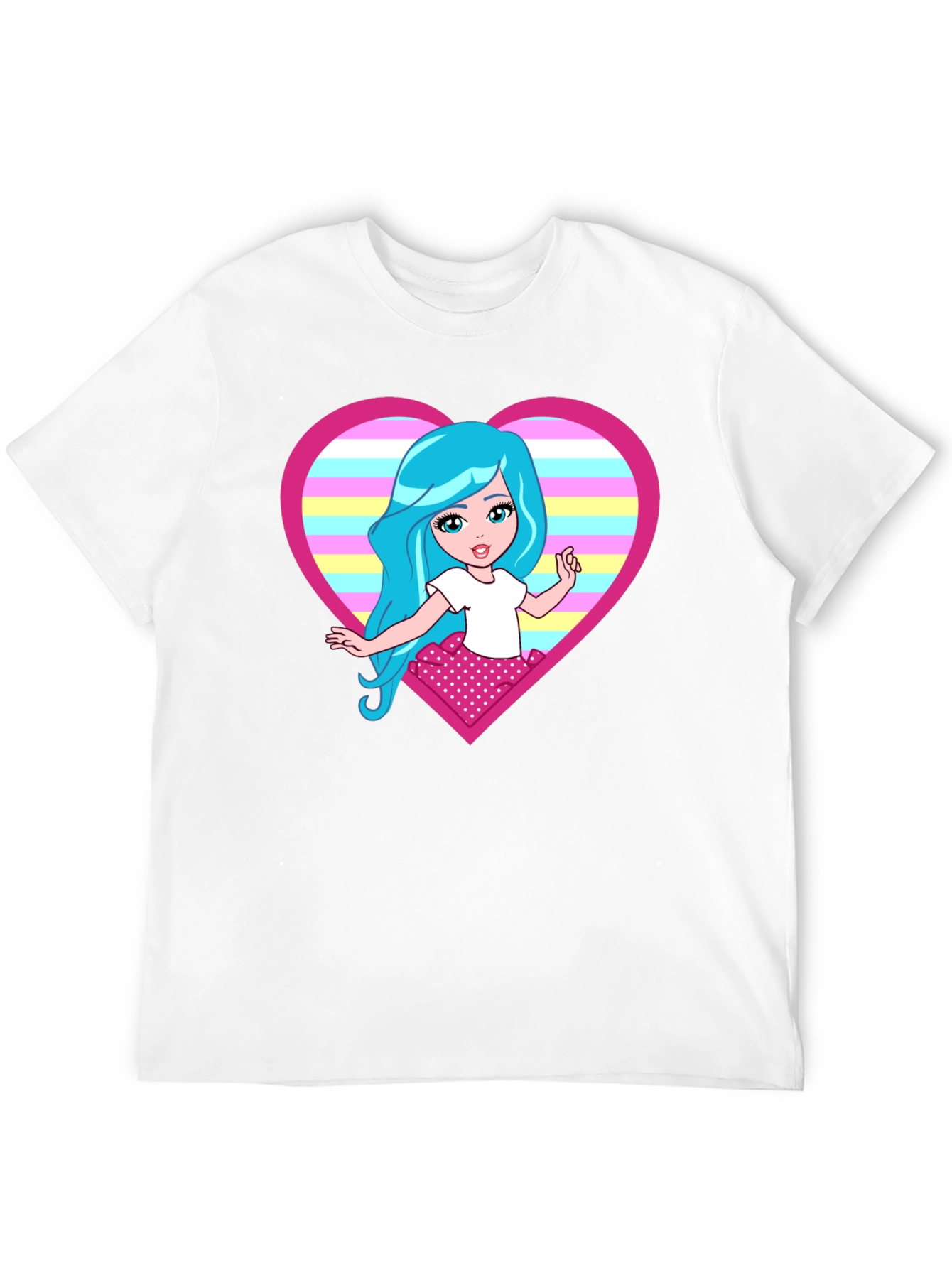 Cartoon Girl Heart T-Shirt