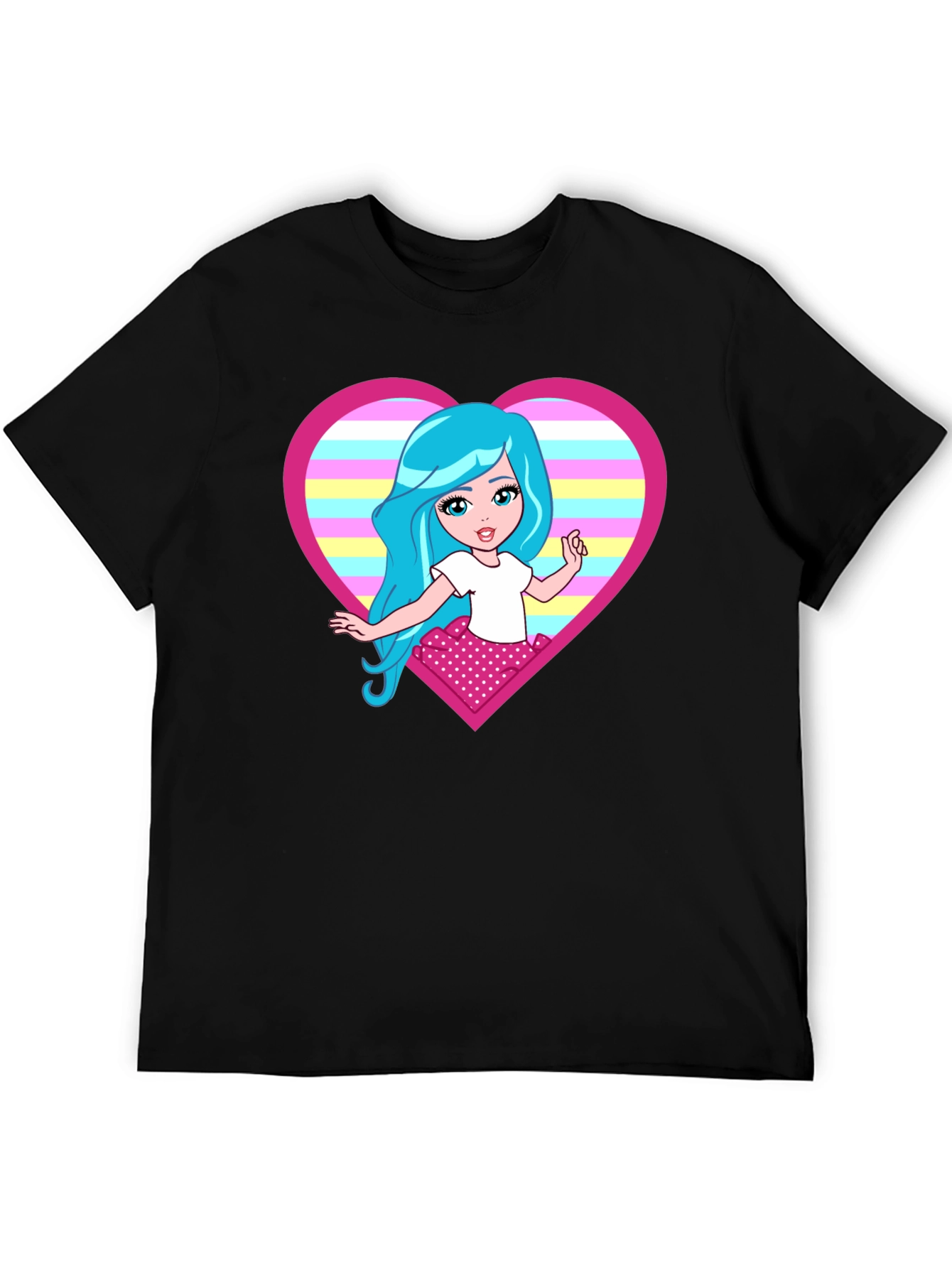 Cartoon Girl Heart T-Shirt