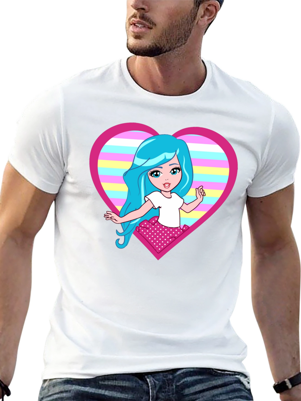 Cartoon Girl Heart T-Shirt