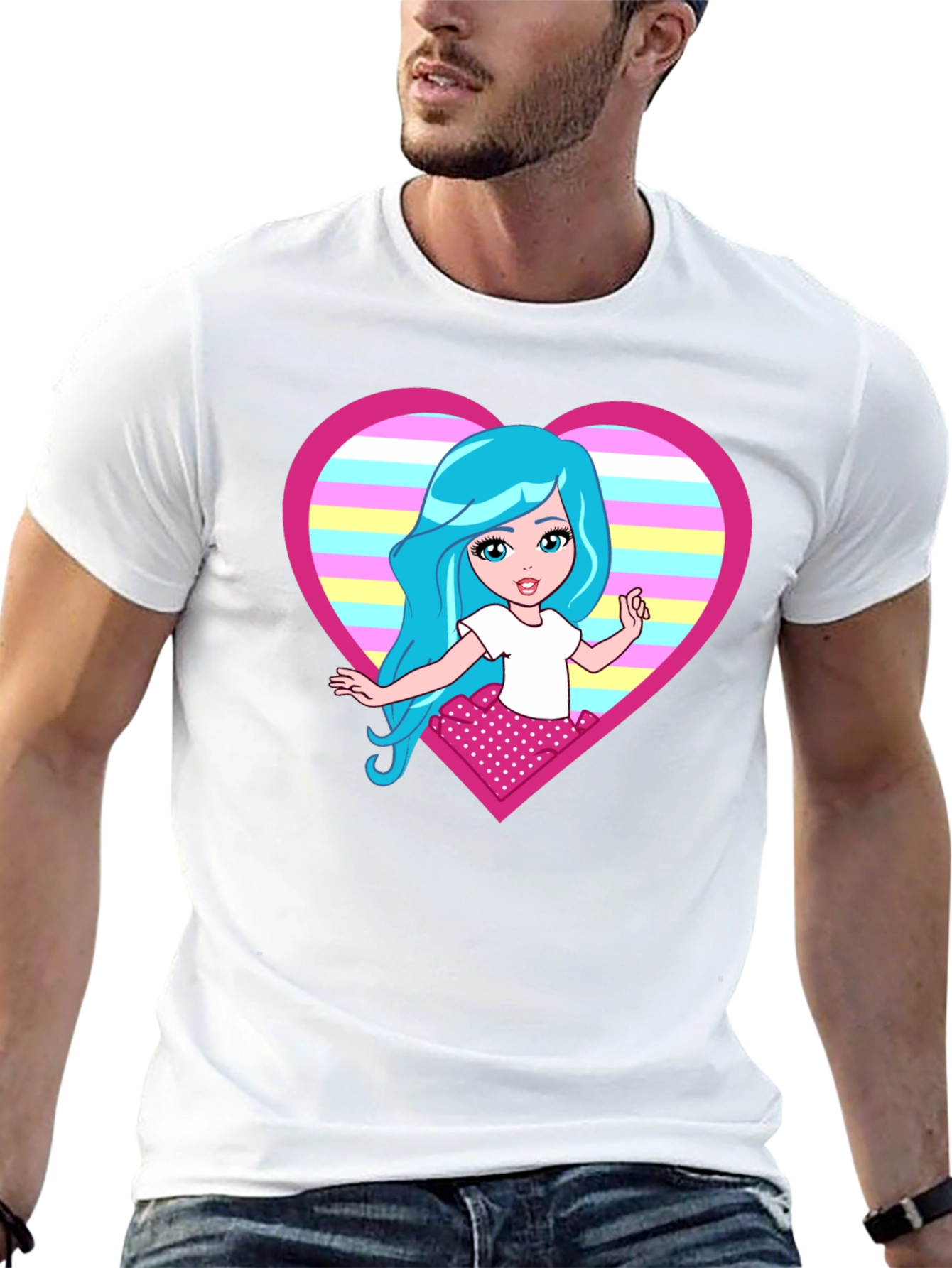 Cartoon Girl Heart T-Shirt
