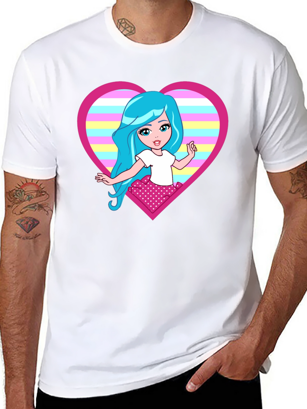 Cartoon Girl Heart T-Shirt