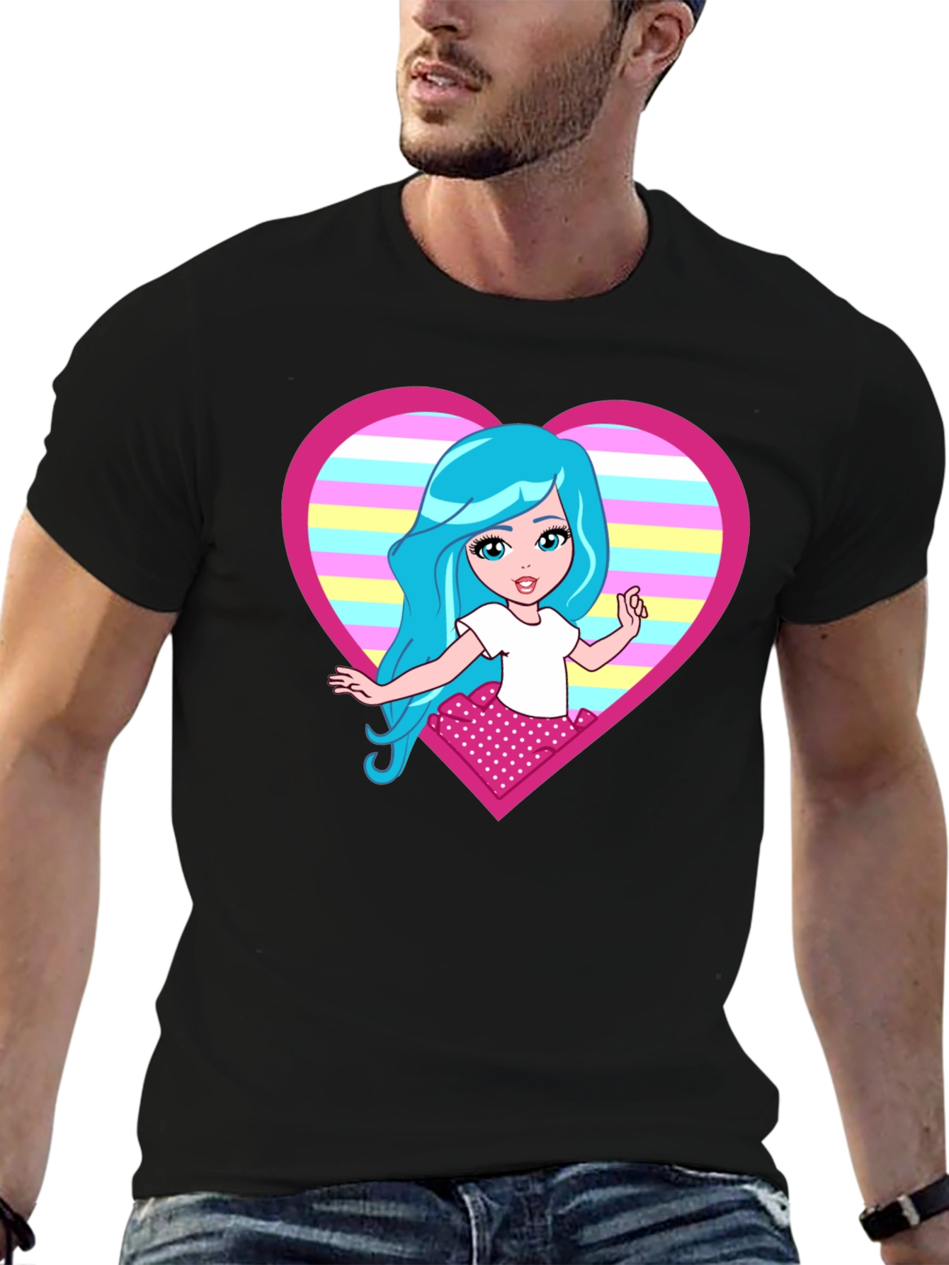 Cartoon Girl Heart T-Shirt