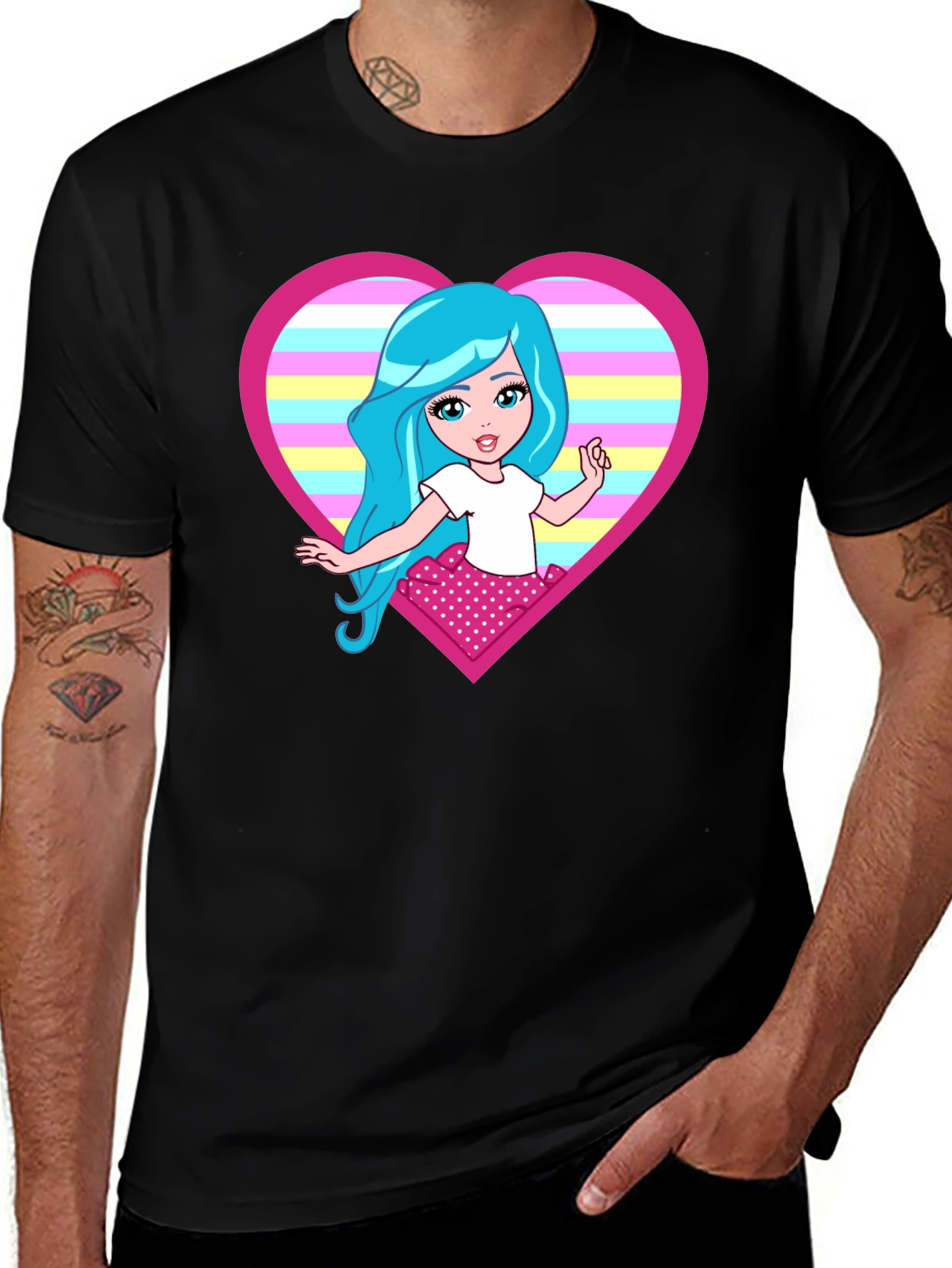 Cartoon Girl Heart T-Shirt