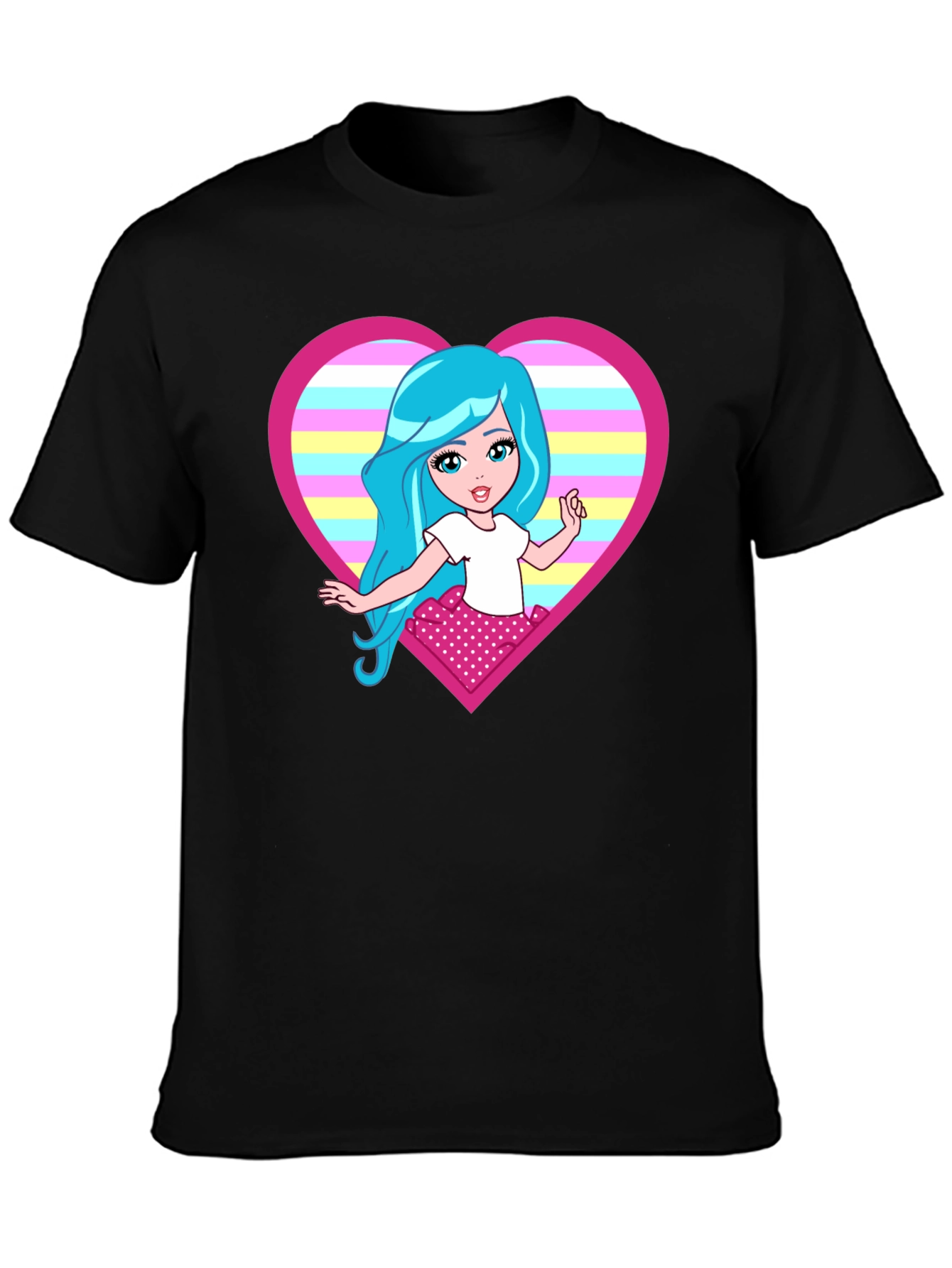 Cartoon Girl Heart T-Shirt