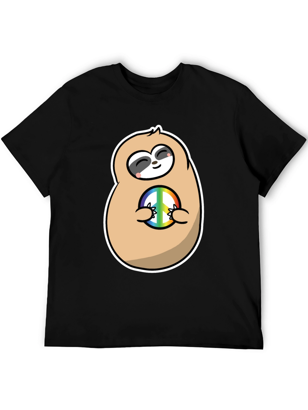 Peace Sloth Graphic Tee - Black Cotton T-Shirt