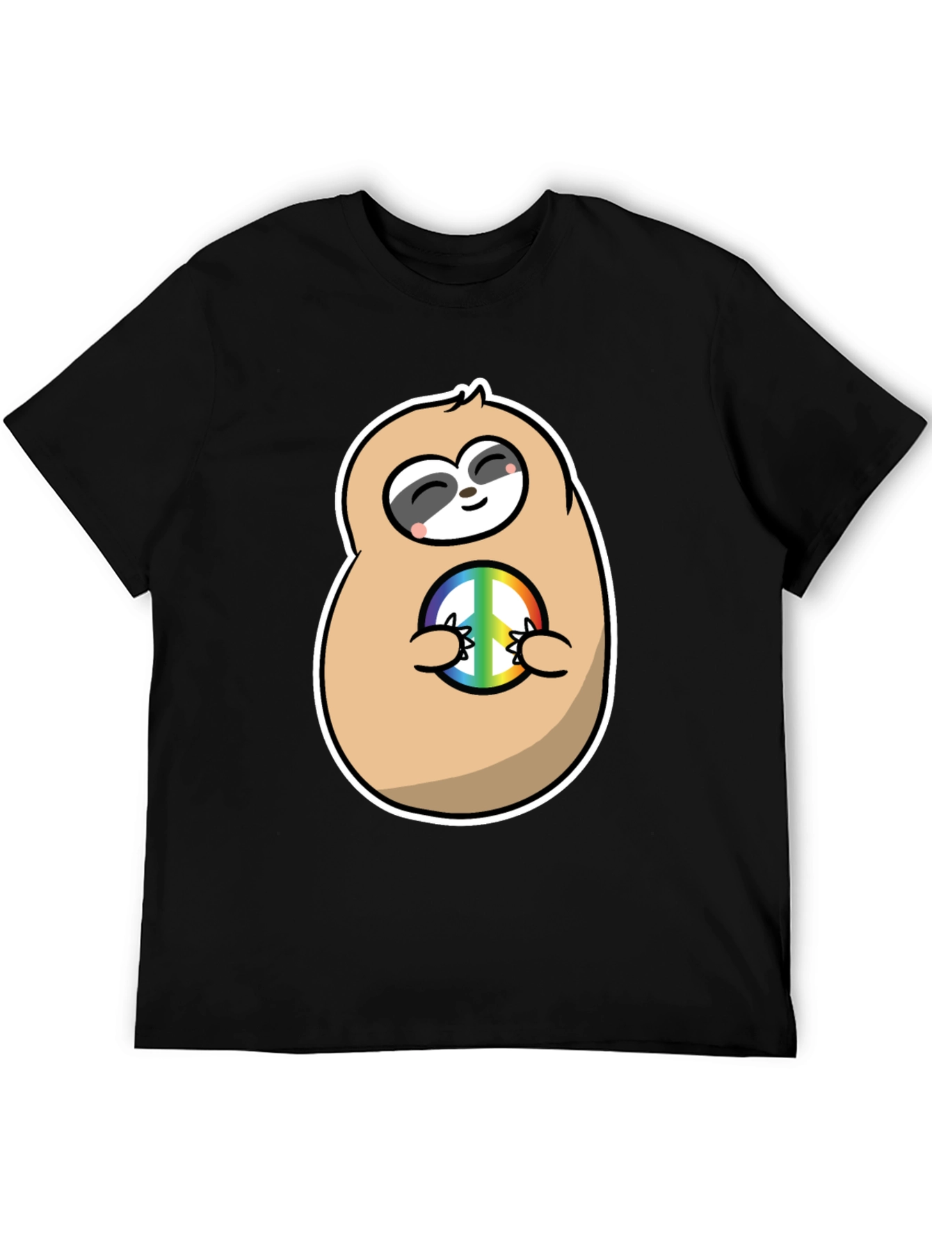 Peace Sloth Graphic Tee - Black Cotton T-Shirt