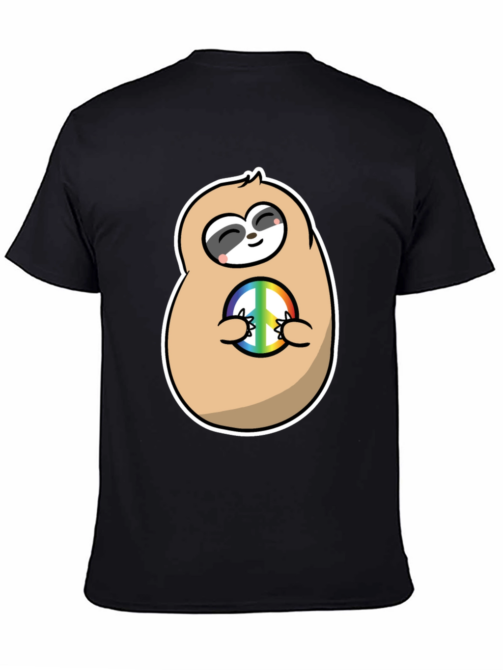 Peace Sloth Graphic Tee - Black Cotton T-Shirt