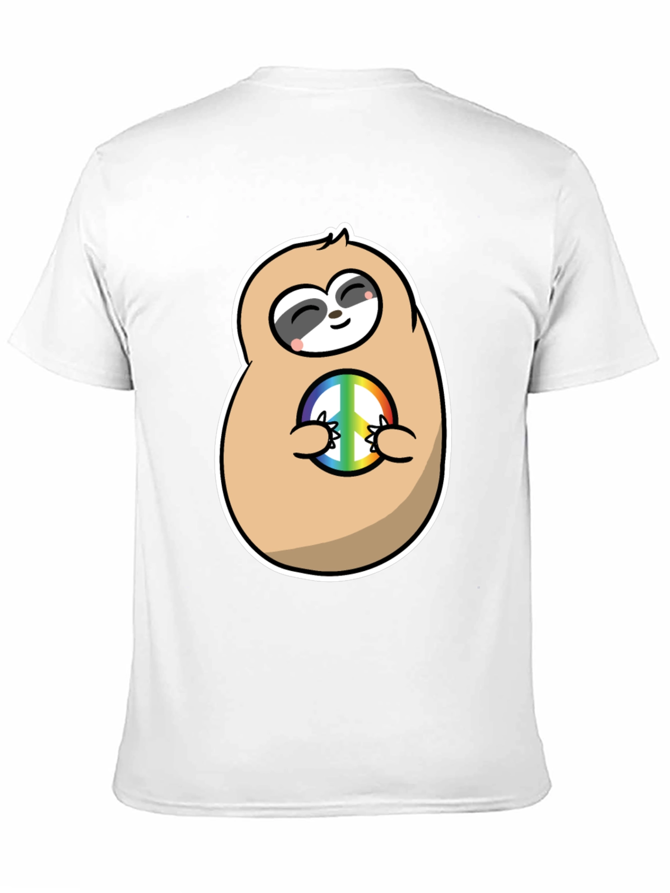 Peace Sloth Graphic Tee - Black Cotton T-Shirt