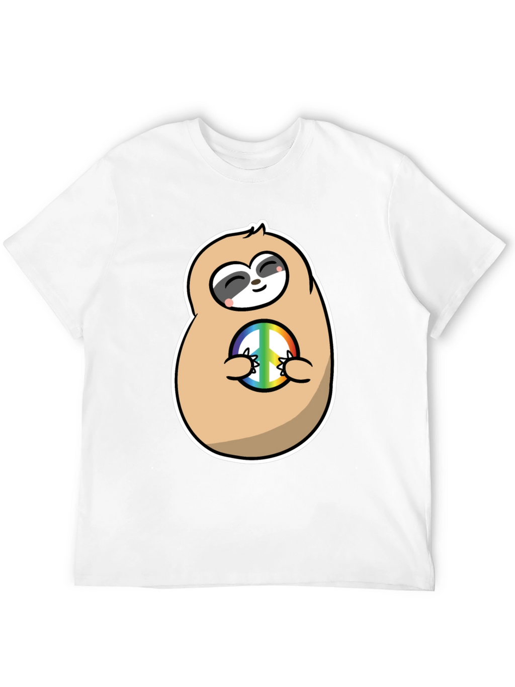 Peace Sloth Graphic Tee - Black Cotton T-Shirt