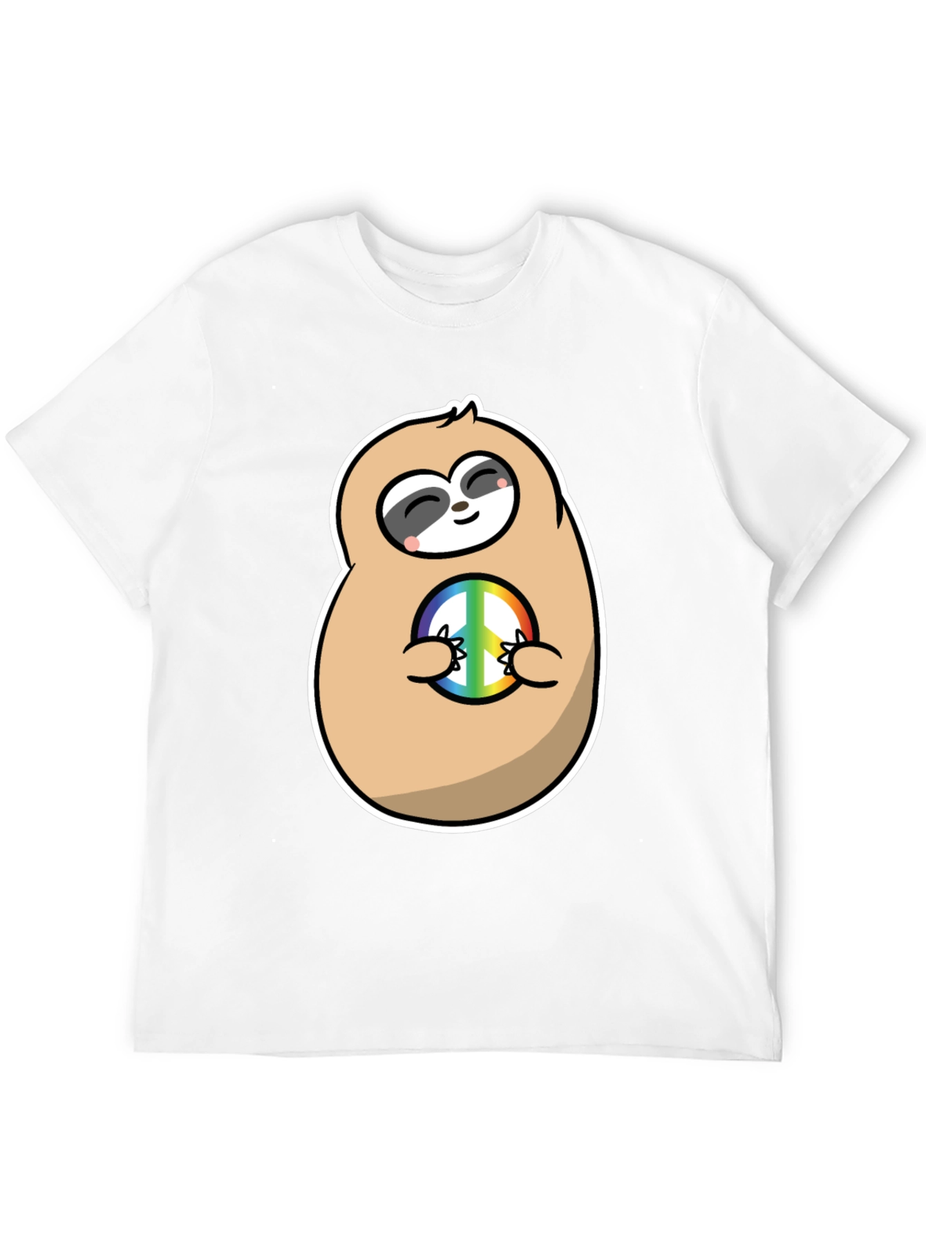 Peace Sloth Graphic Tee - Black Cotton T-Shirt