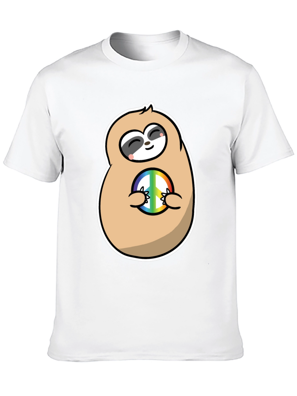Peace Sloth Graphic Tee - Black Cotton T-Shirt