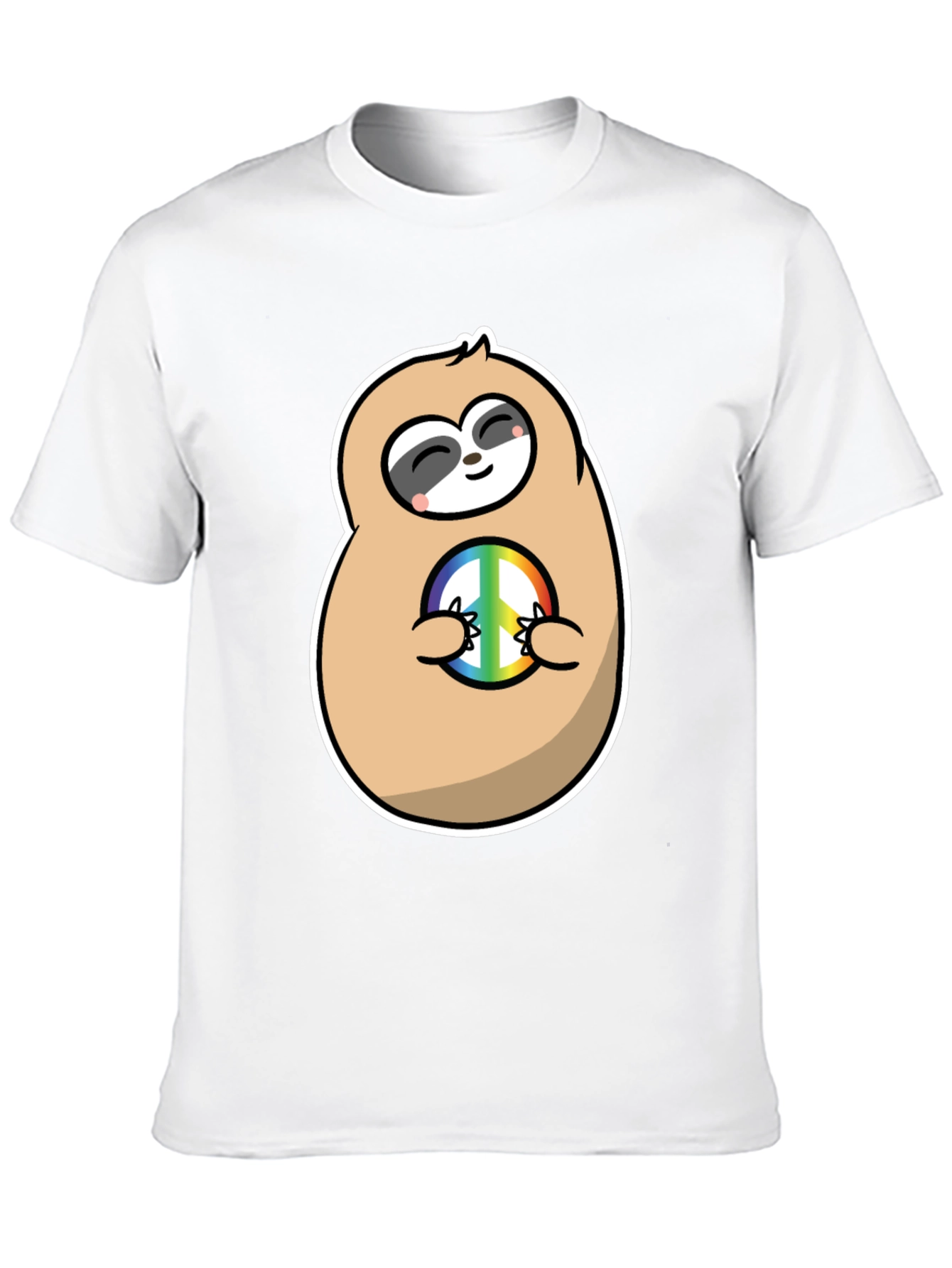Peace Sloth Graphic Tee - Black Cotton T-Shirt