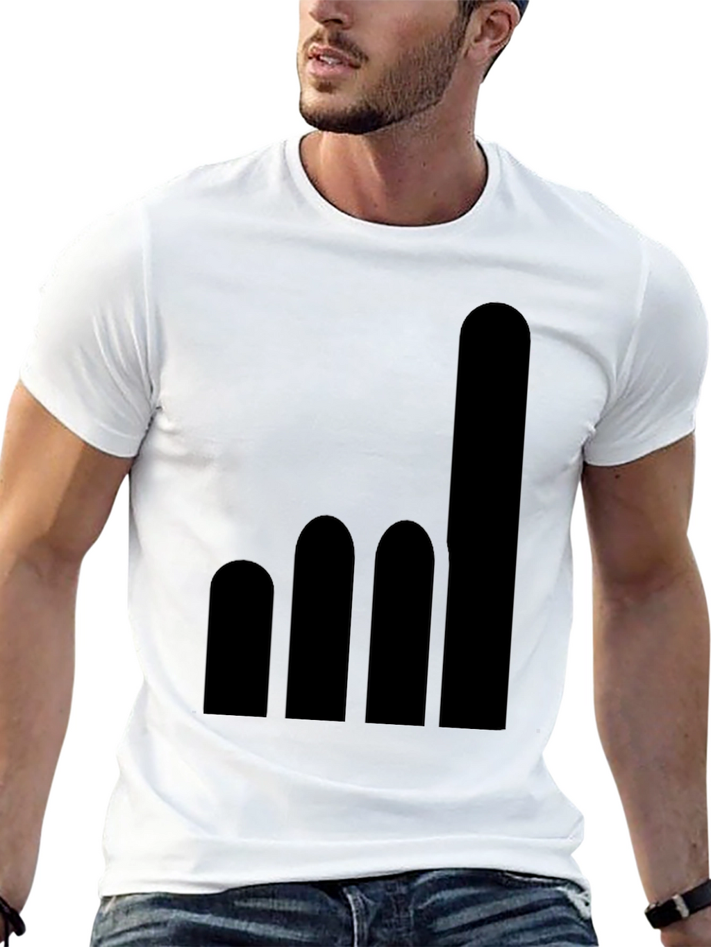 Minimalist Bar Graph Black T-Shirt