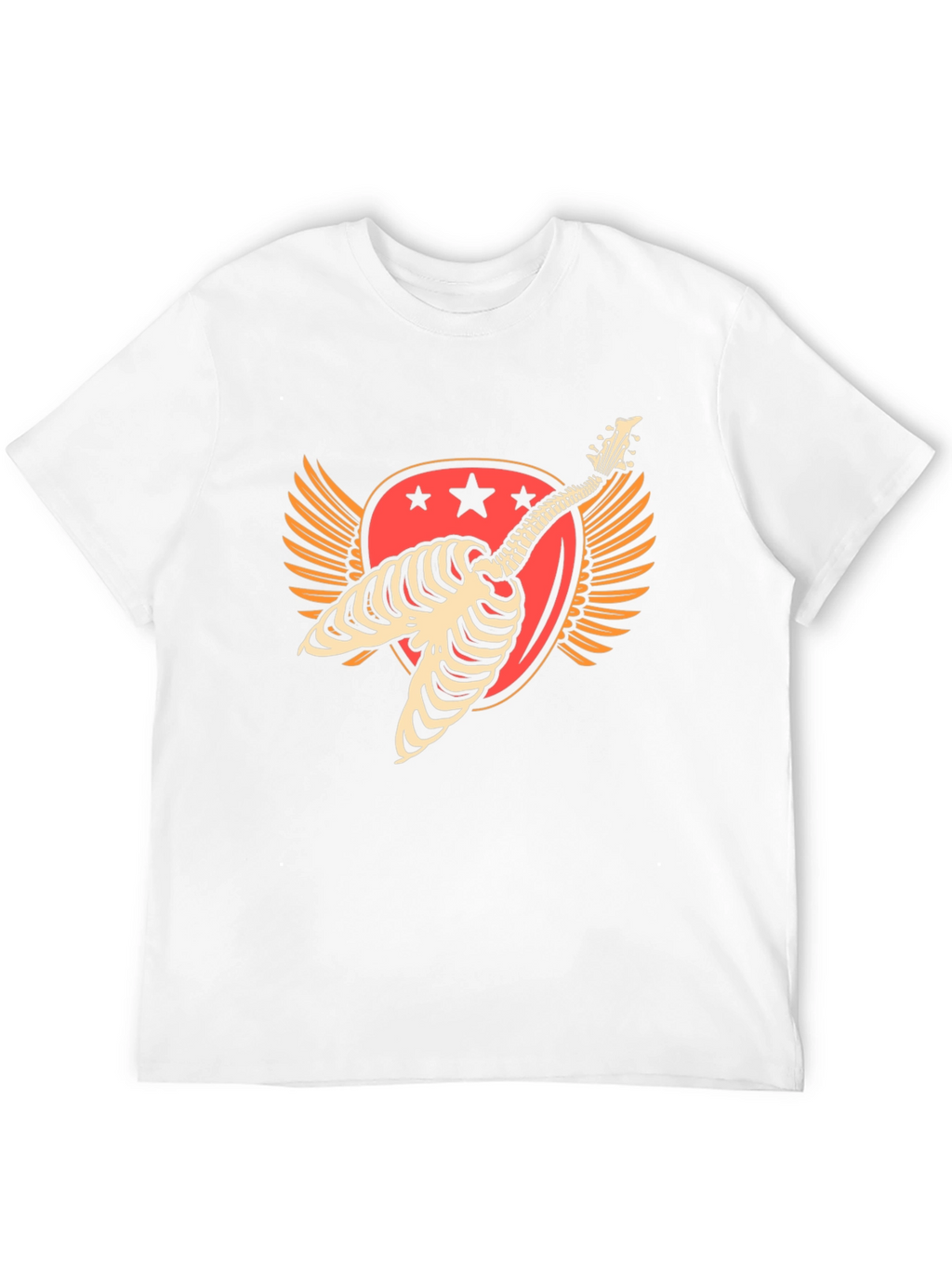 Skeleton Guitar Winged Graphic T-Shirt