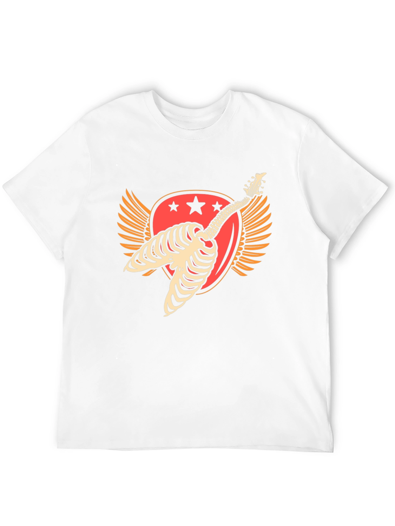 Skeleton Guitar Winged Graphic T-Shirt
