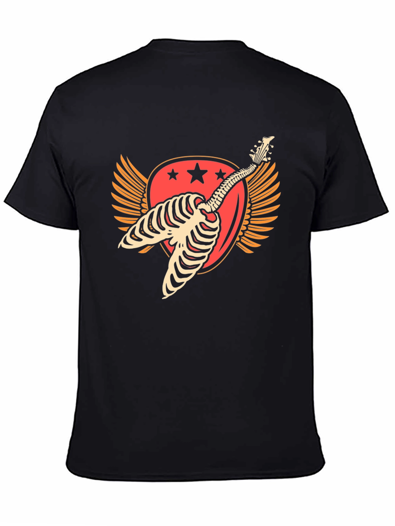 Skeleton Guitar Winged Graphic T-Shirt