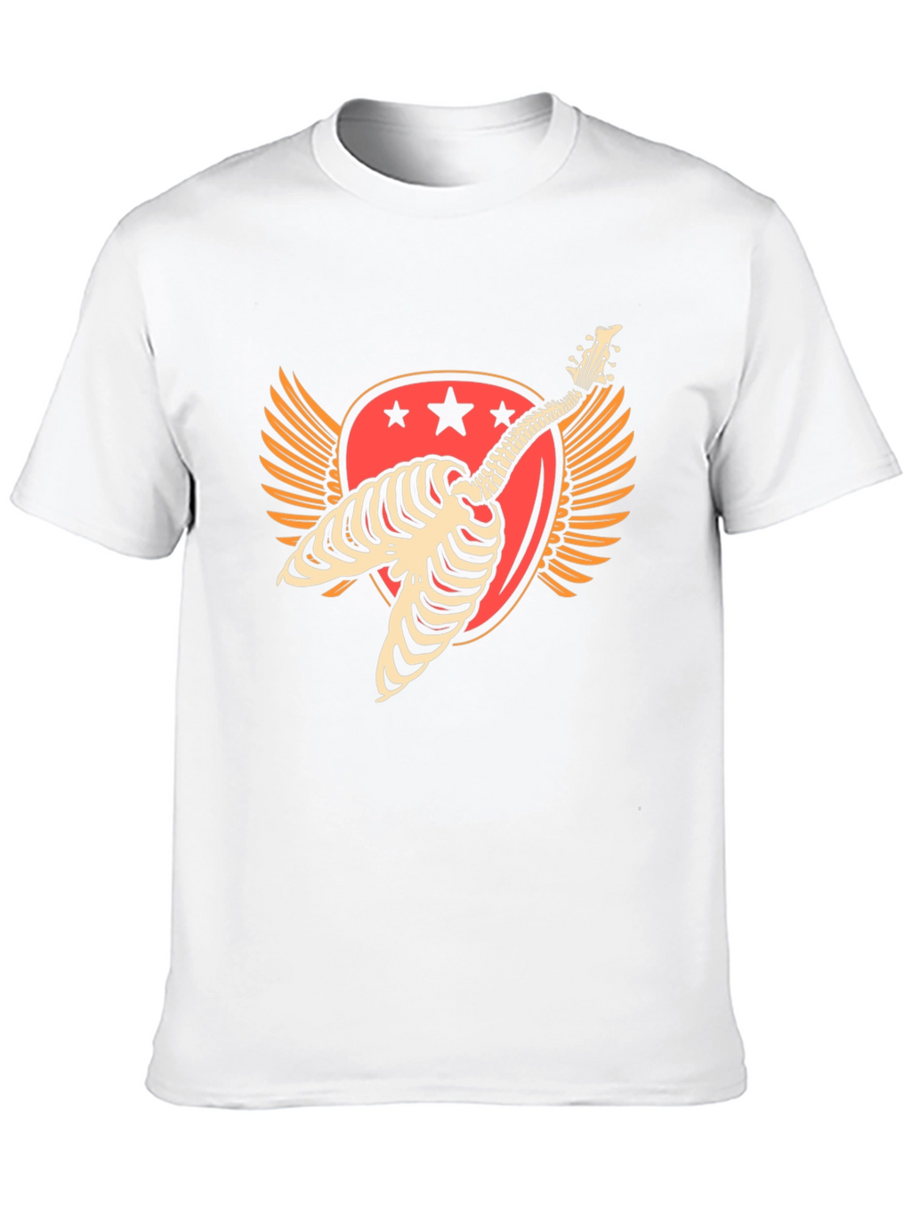 Skeleton Guitar Winged Graphic T-Shirt
