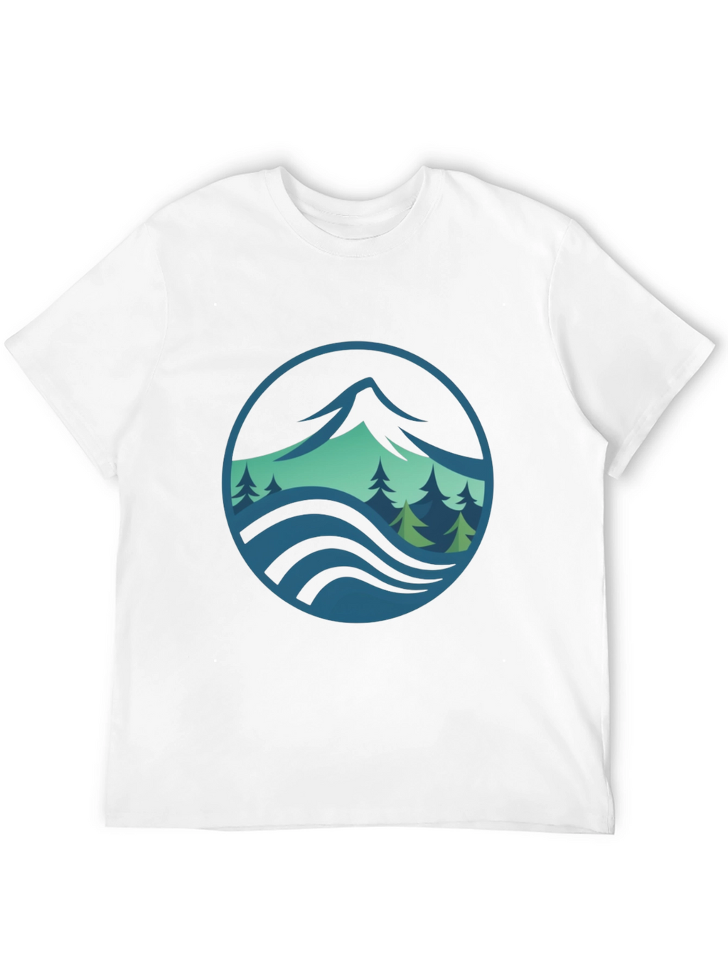 Mountain and Wave Graphic Black Tee