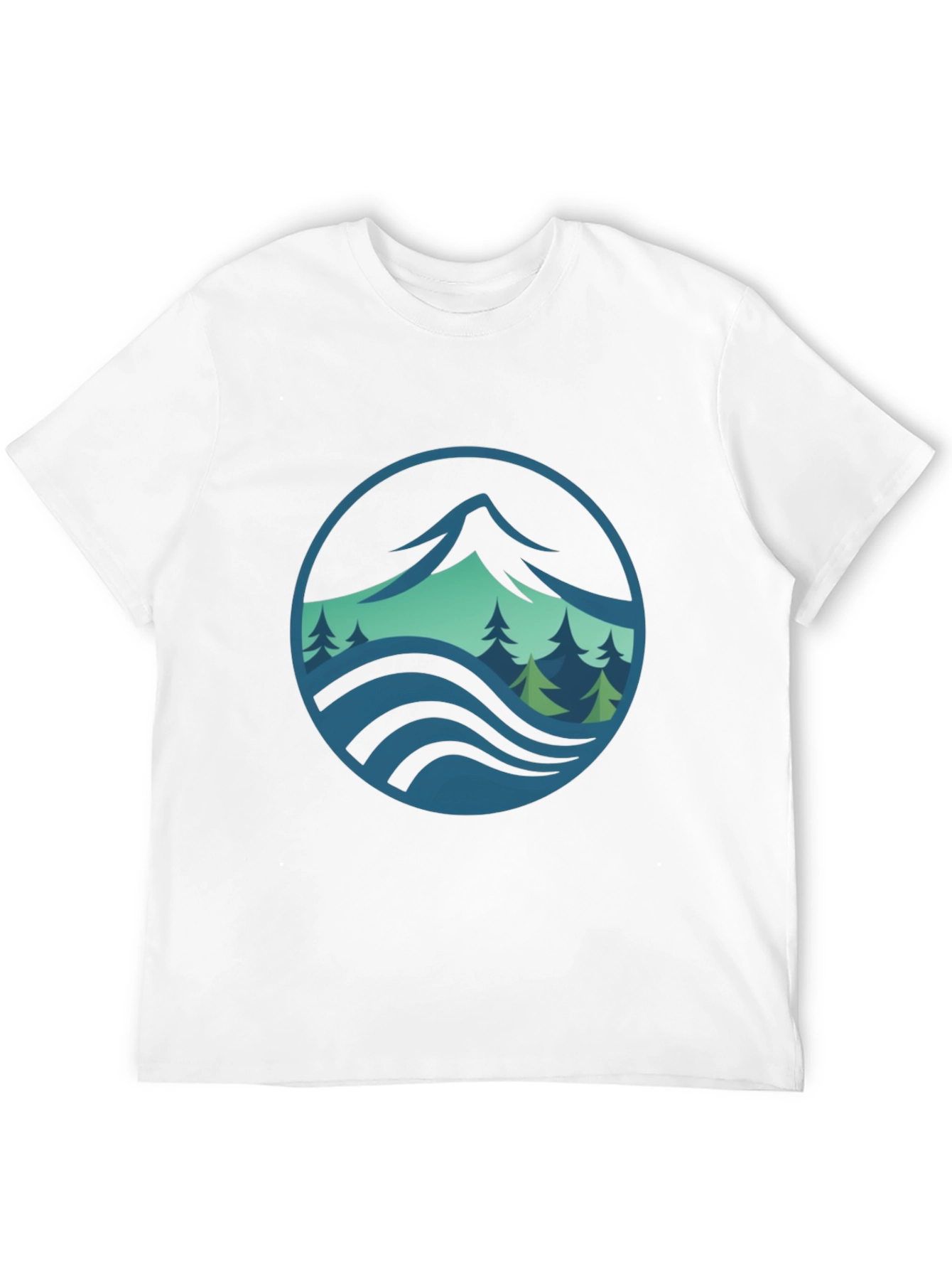 Mountain and Wave Graphic Black Tee