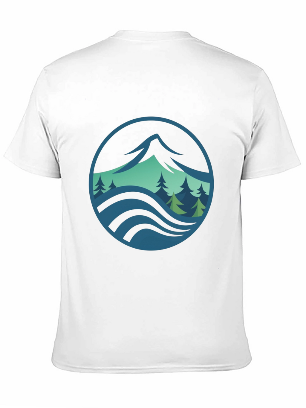 Mountain and Wave Graphic Black Tee