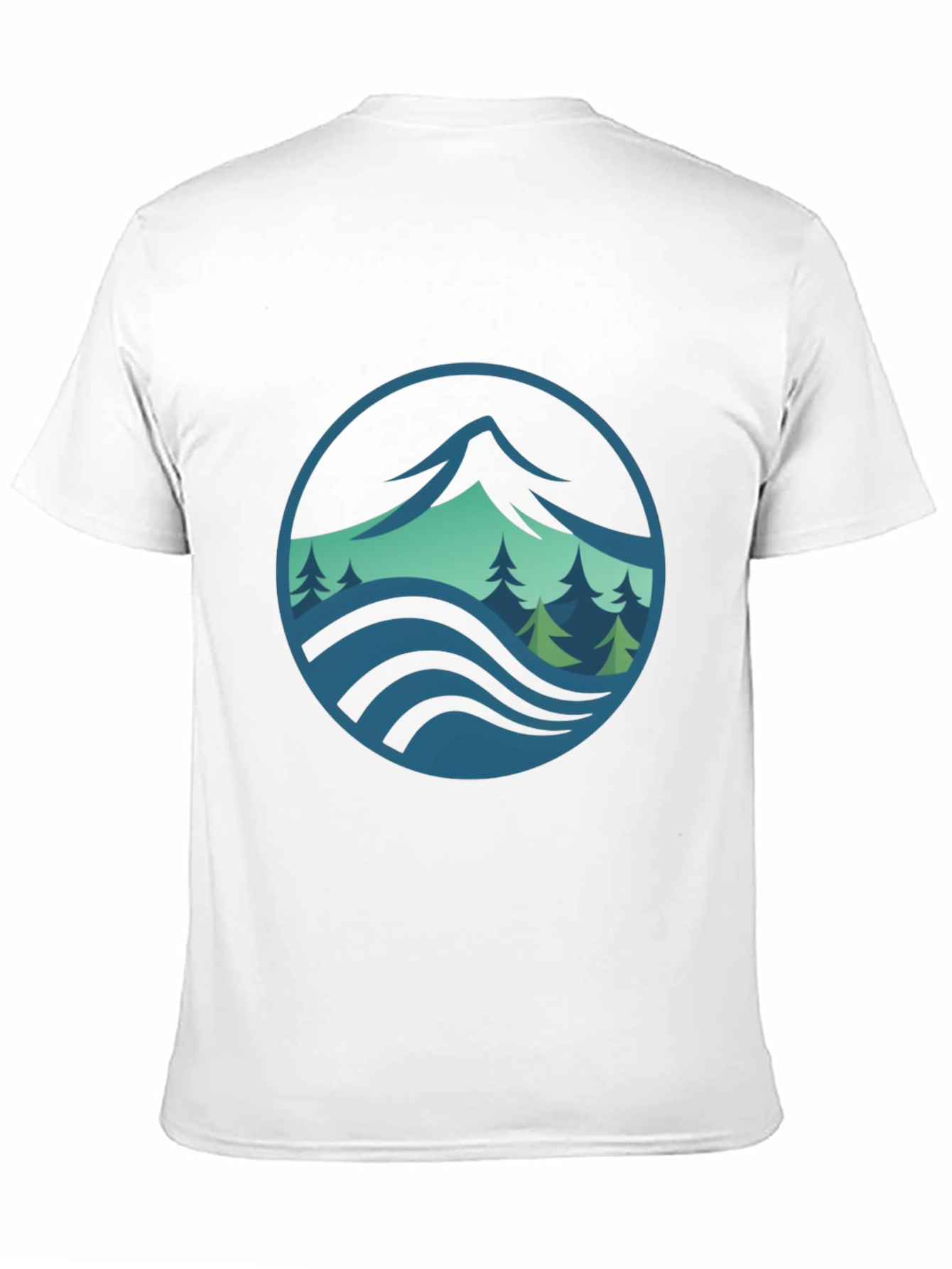 Mountain and Wave Graphic Black Tee