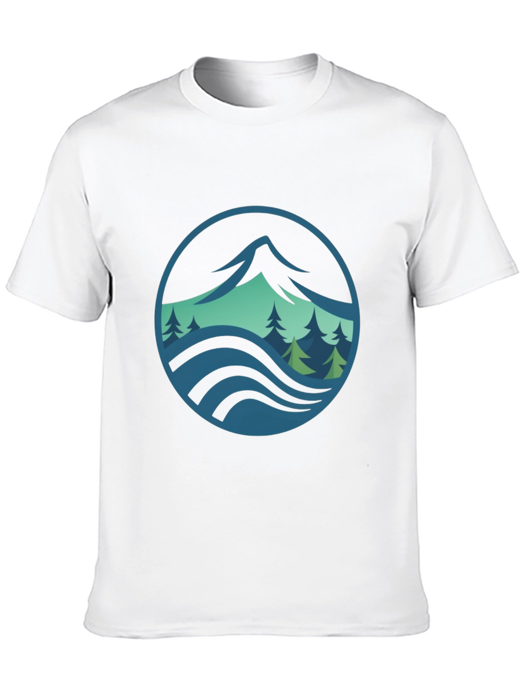 Mountain and Wave Graphic Black Tee