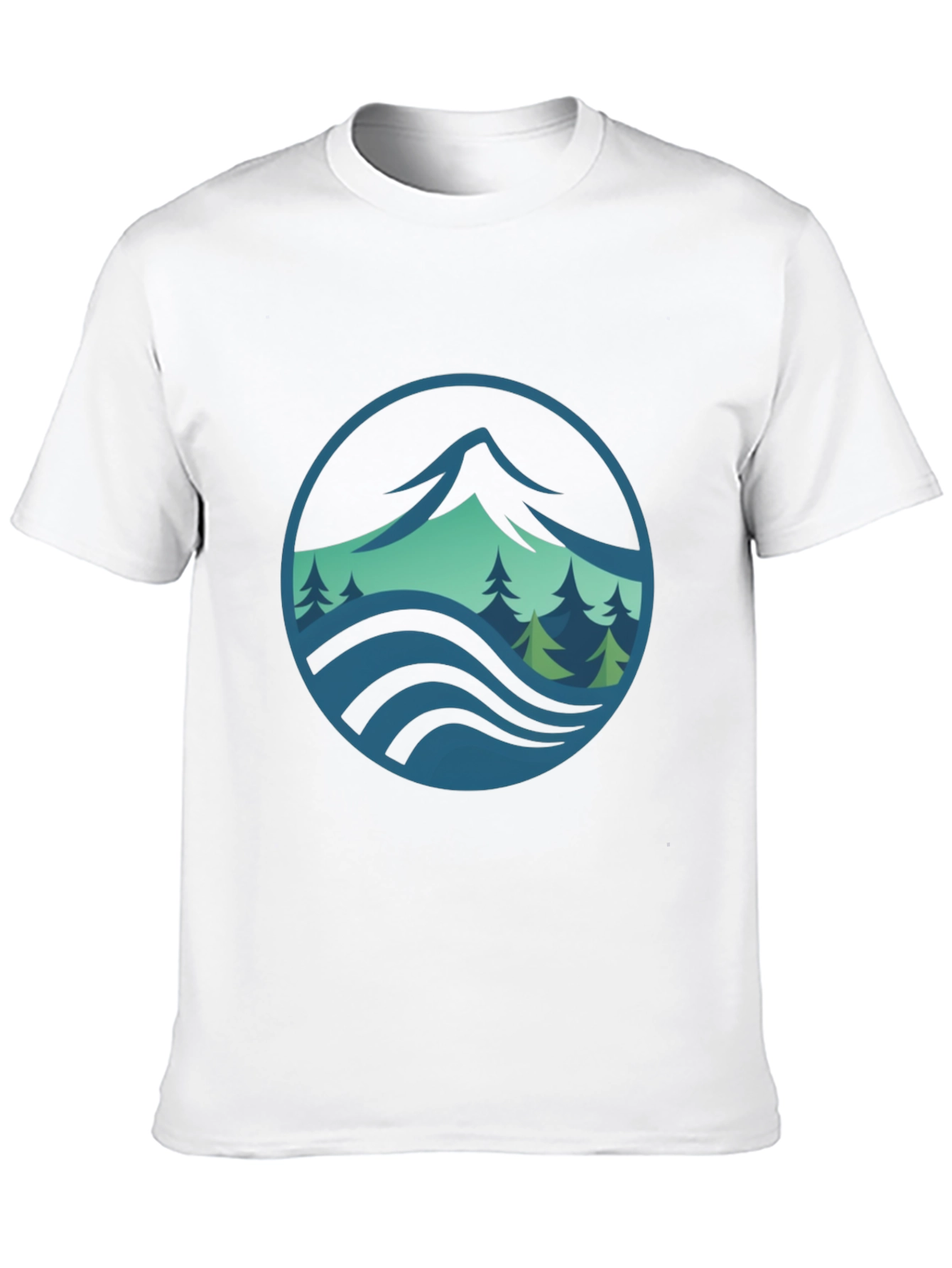 Mountain and Wave Graphic Black Tee