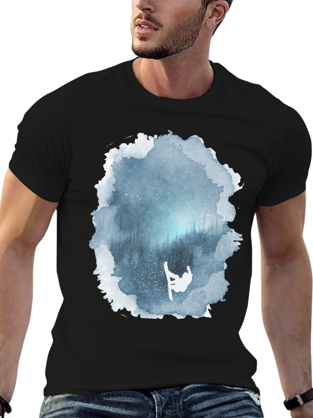Winter Scene Snowboarder Graphic Tee