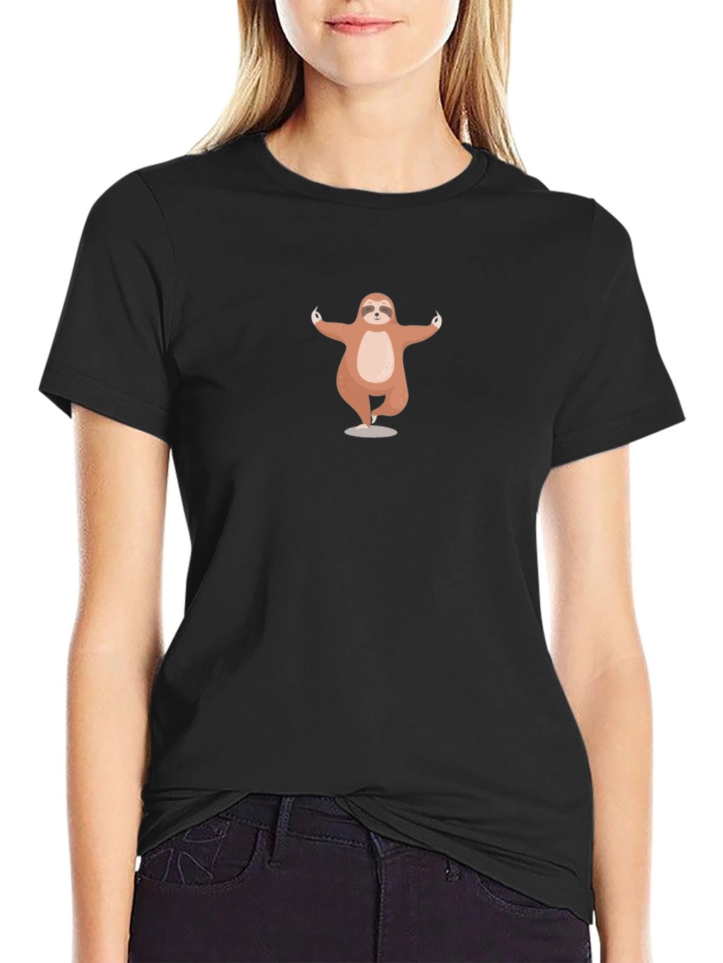 Yoga Sloth Tee - Black Casual T-Shirt