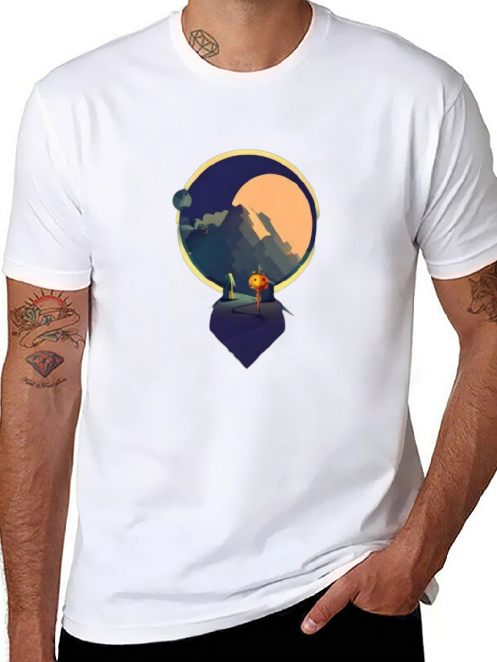 Geometric Landscape Graphic T-Shirt - Soft Cotton Blend