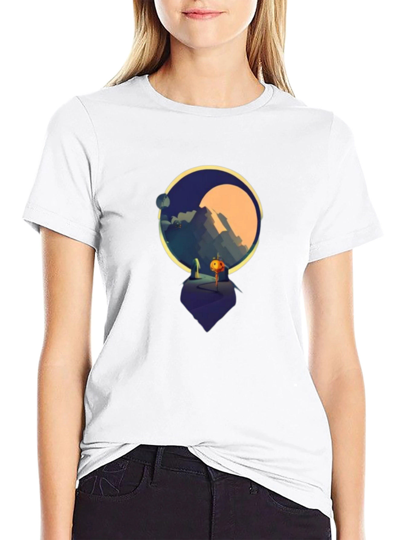 Geometric Landscape Graphic T-Shirt - Soft Cotton Blend