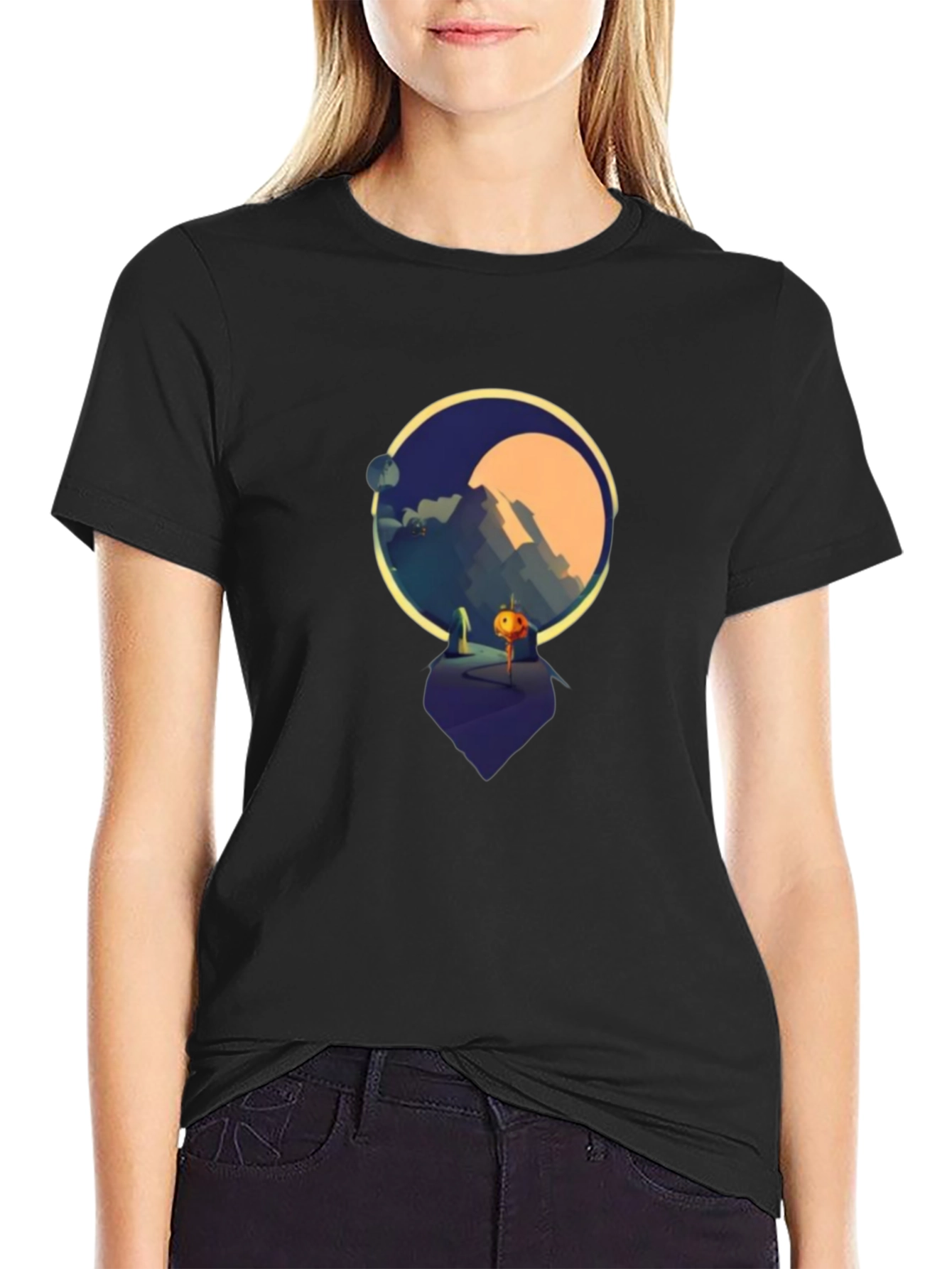 Geometric Landscape Graphic T-Shirt - Soft Cotton Blend