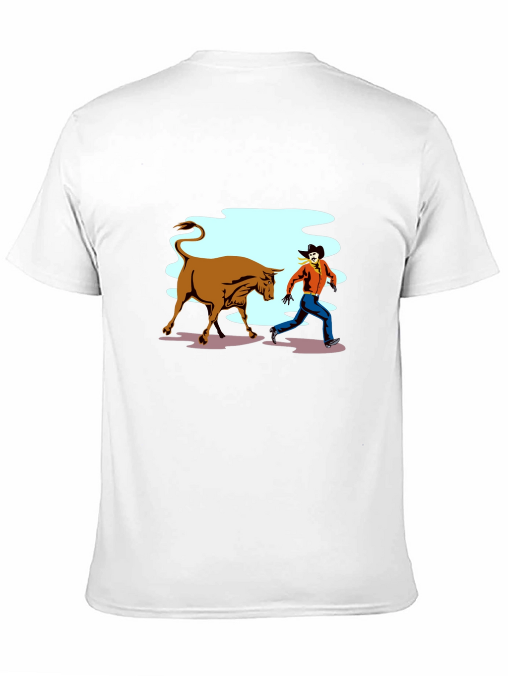 Cowboy Running From Bull Graphic T-Shirt