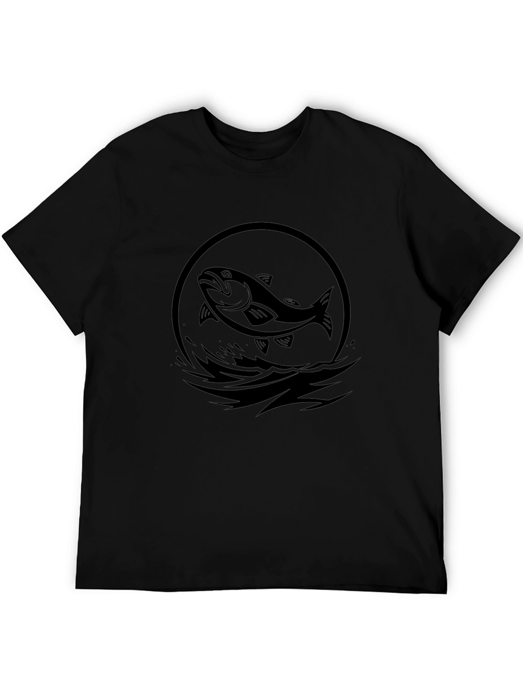Black T-Shirt with Fish Circle Graphic