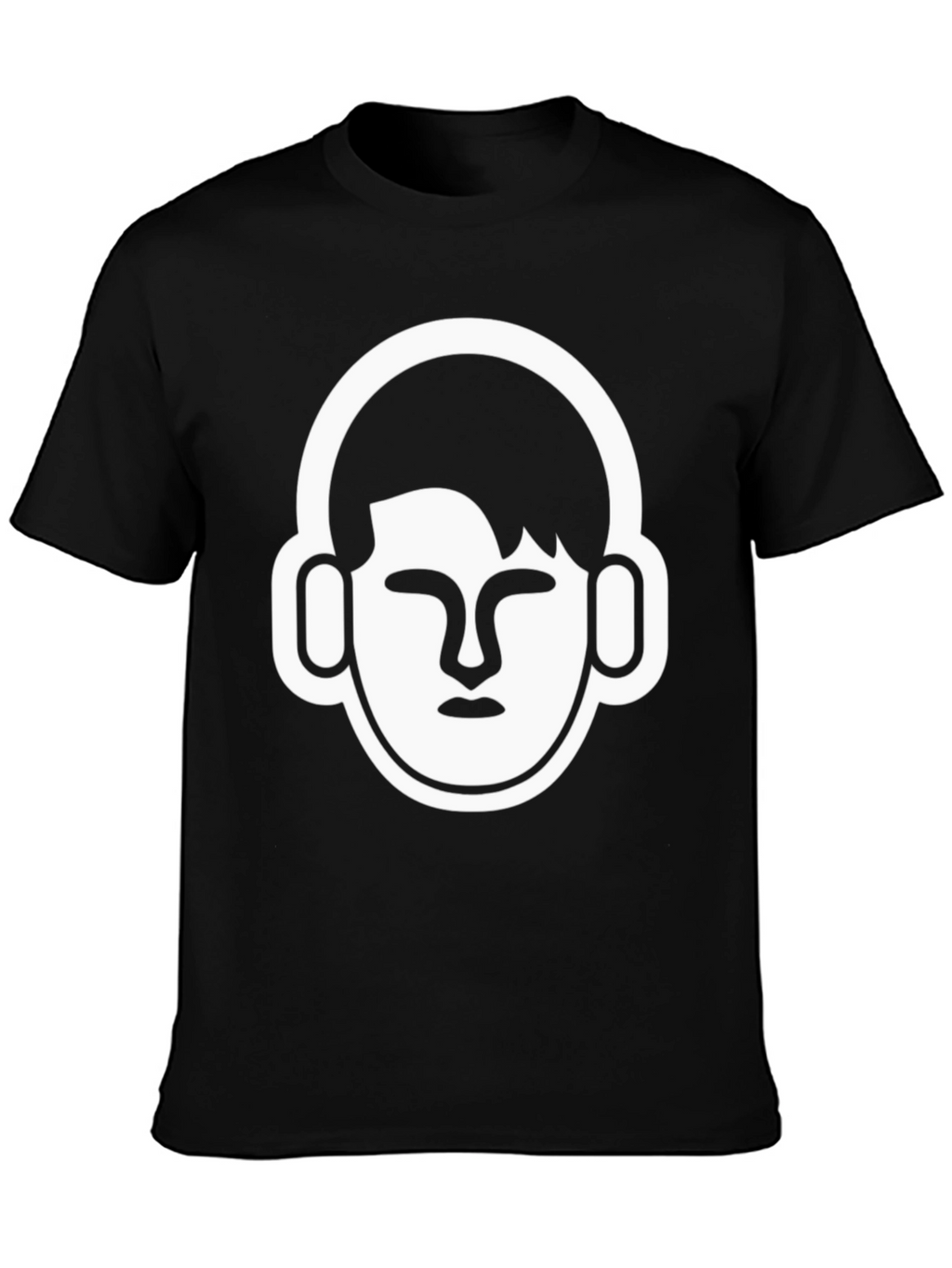 Black T-Shirt with Minimalist Headphone Graphic