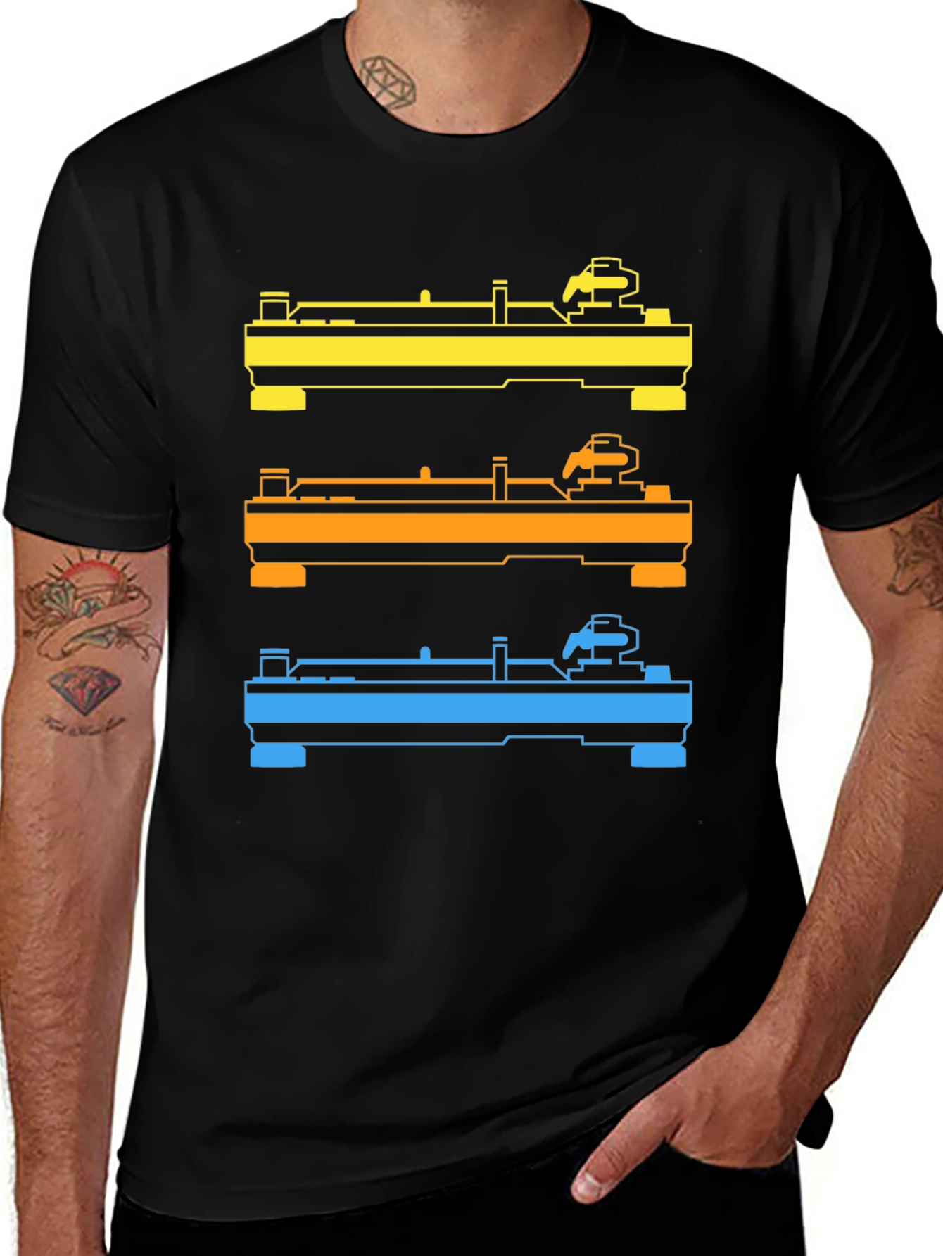 DJ Turntable T-Shirt - Colorful Vinyl Graphic