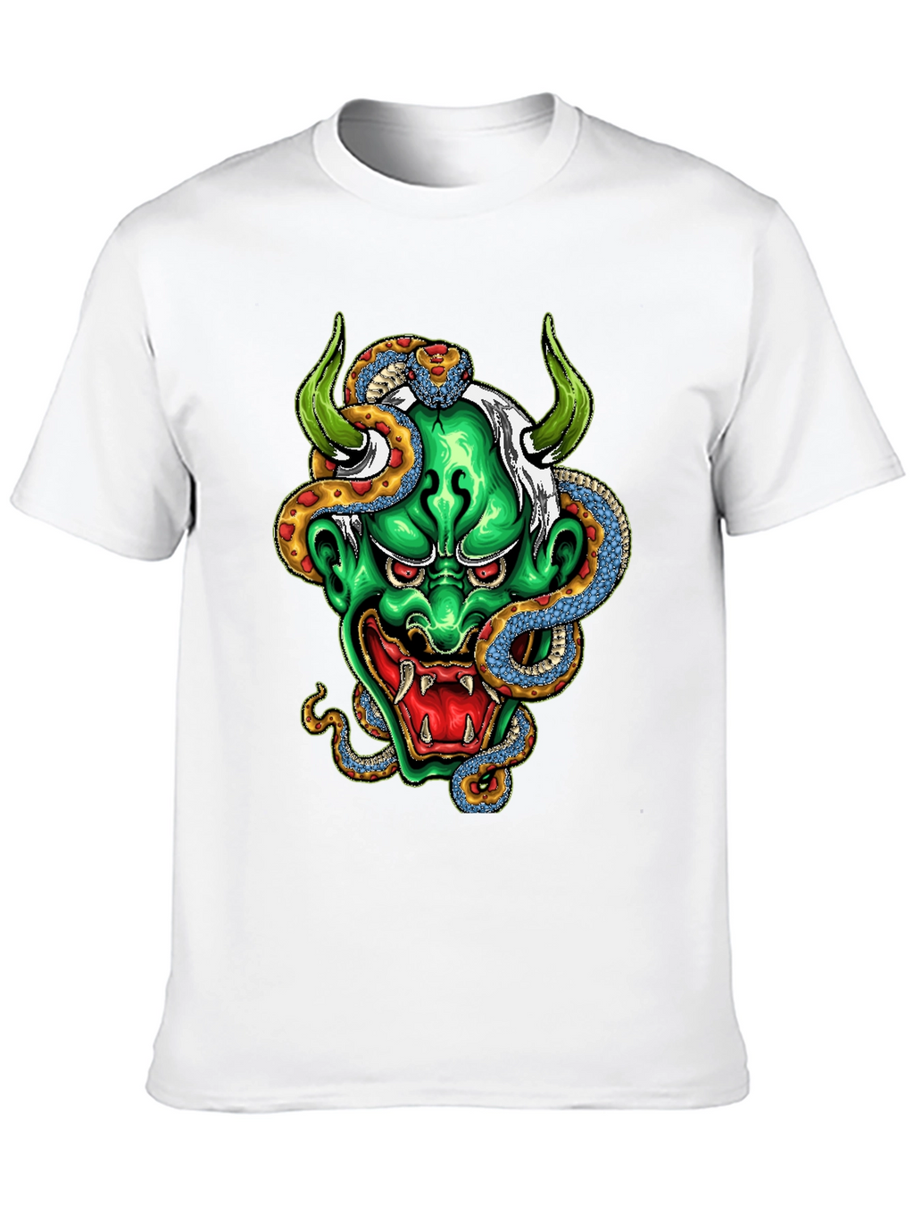 Mens Graphic Tee - Oni Mask & Snake
