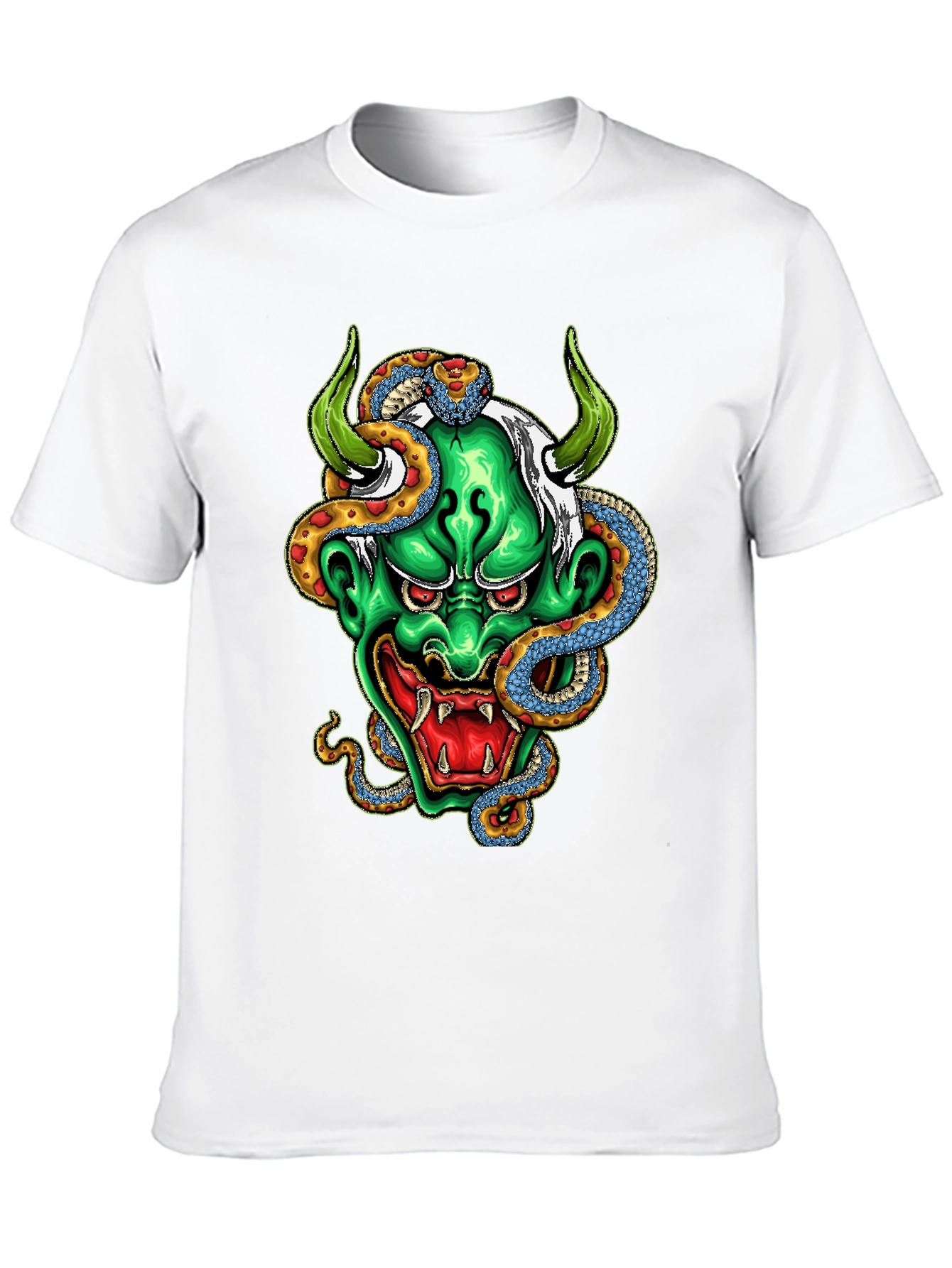 Mens Graphic Tee - Oni Mask & Snake