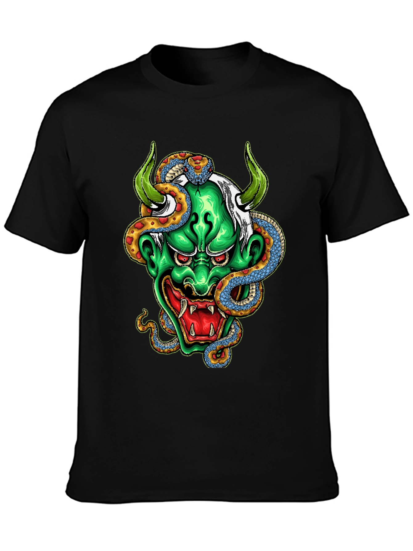 Mens Graphic Tee - Oni Mask & Snake