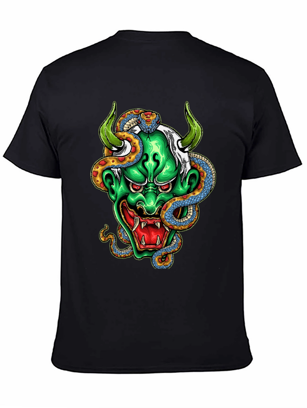 Mens Graphic Tee - Oni Mask & Snake