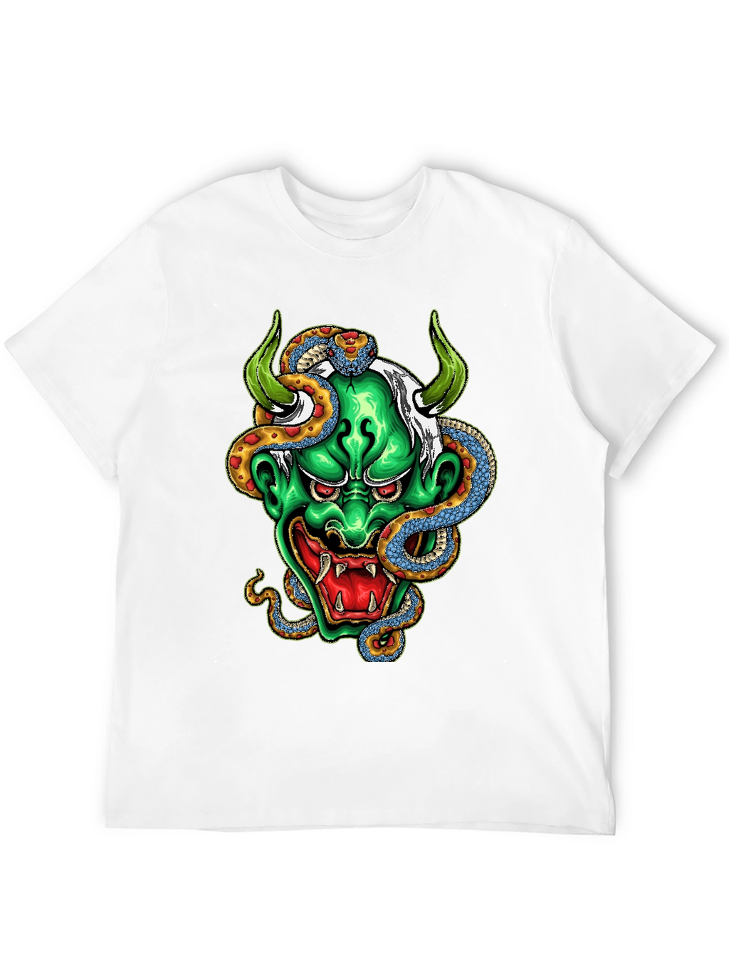Mens Graphic Tee - Oni Mask & Snake