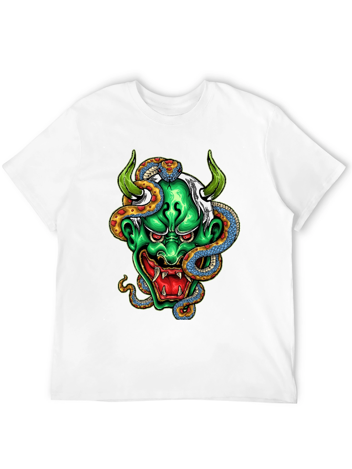 Mens Graphic Tee - Oni Mask & Snake