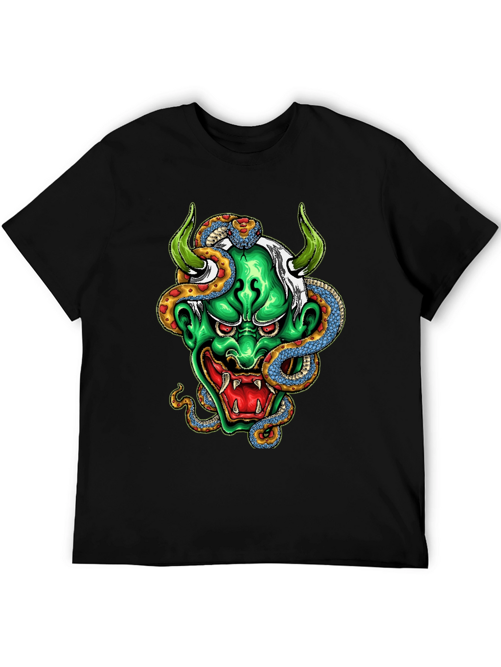 Mens Graphic Tee - Oni Mask & Snake