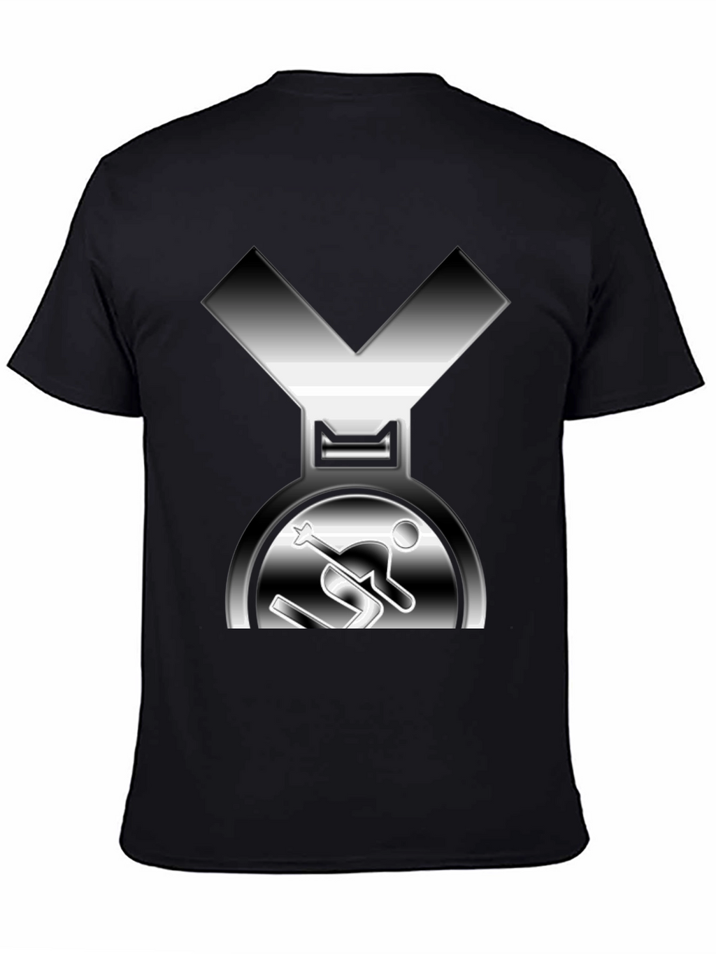 Unique Skiing Medal Graphic Tee - Black