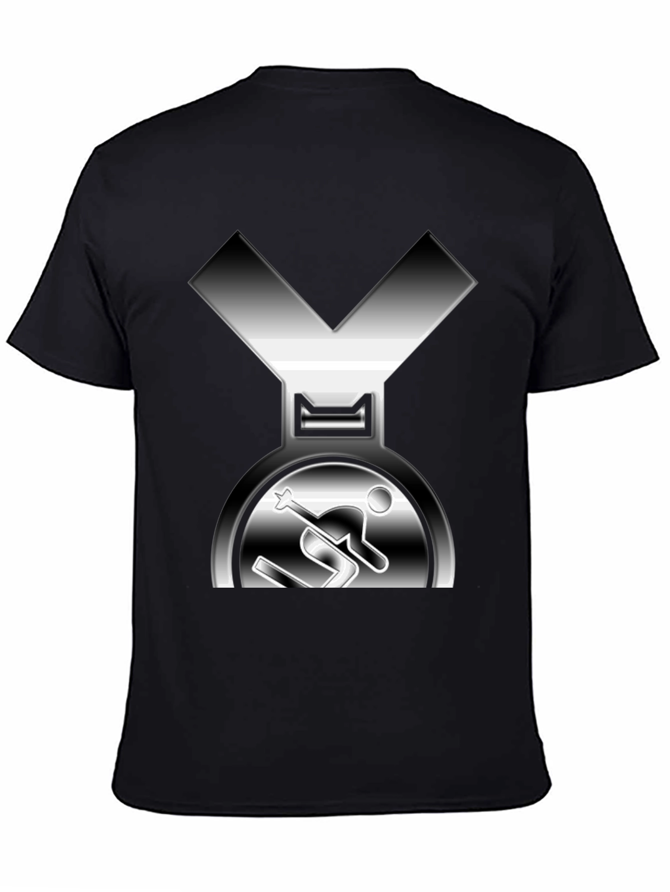 Unique Skiing Medal Graphic Tee - Black