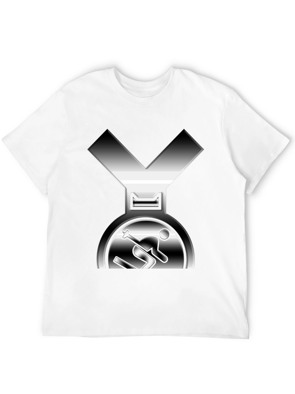 Unique Skiing Medal Graphic Tee - Black