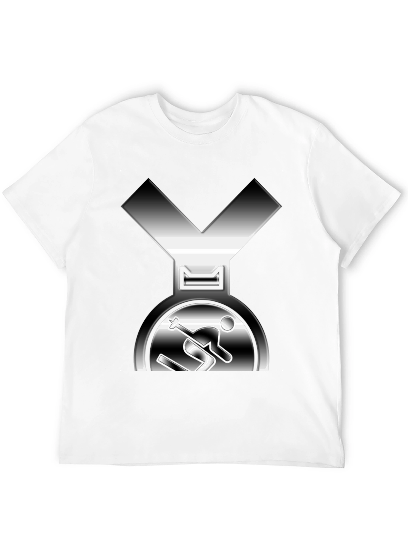 Unique Skiing Medal Graphic Tee - Black
